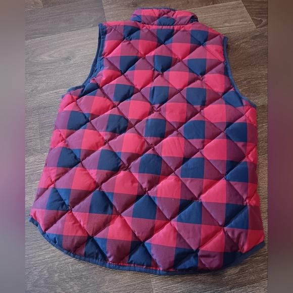 J. Crew Checkered Quilted Vest - Red and Navy Sz S - Picture 3 of 4